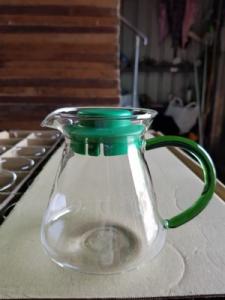 605高硼硅耐熱玻璃咖啡壺綠色手把-蓋子