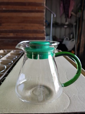 605高硼硅耐熱玻璃咖啡壺綠色手把-蓋子